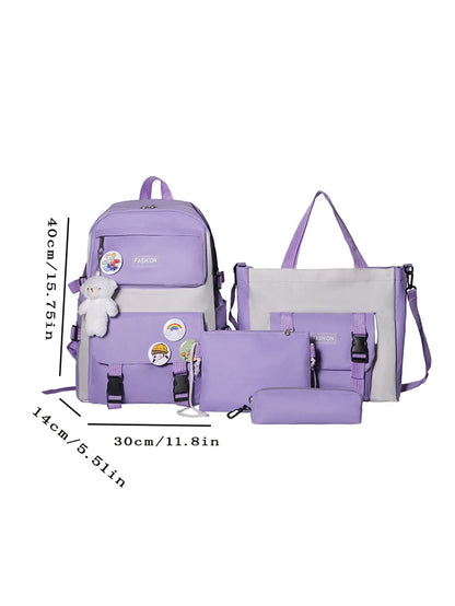 Large Teen School Bag Four-piece Bag