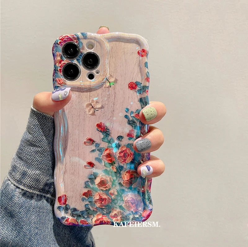 Light Flowers Phone Case For iPhone 14 Pro Max 11 12 13 Pro Max